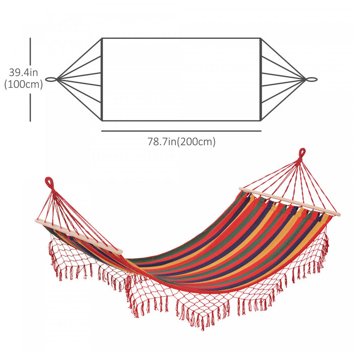 Outsunny Patio Outdoor Hammock, Brazilian Hammock Portable Hammock Load Capacity Up To 264 Lbs For Backyard, Porch, Outdoor And Indoor Use Red Stripe
