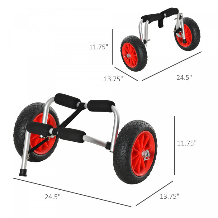 Soozier Rolling Kayak Cart Boat Canoe Carrier Tote