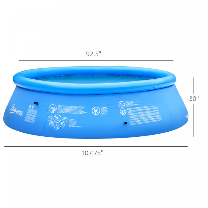 Outsunny Inflatable Swimming Pool Family-sized Blow Up Pool Round Paddling Pool With Hand Pump For Kids, Adults, Outdoor, Garden And Backyard, 107\" X 30\", Blue
