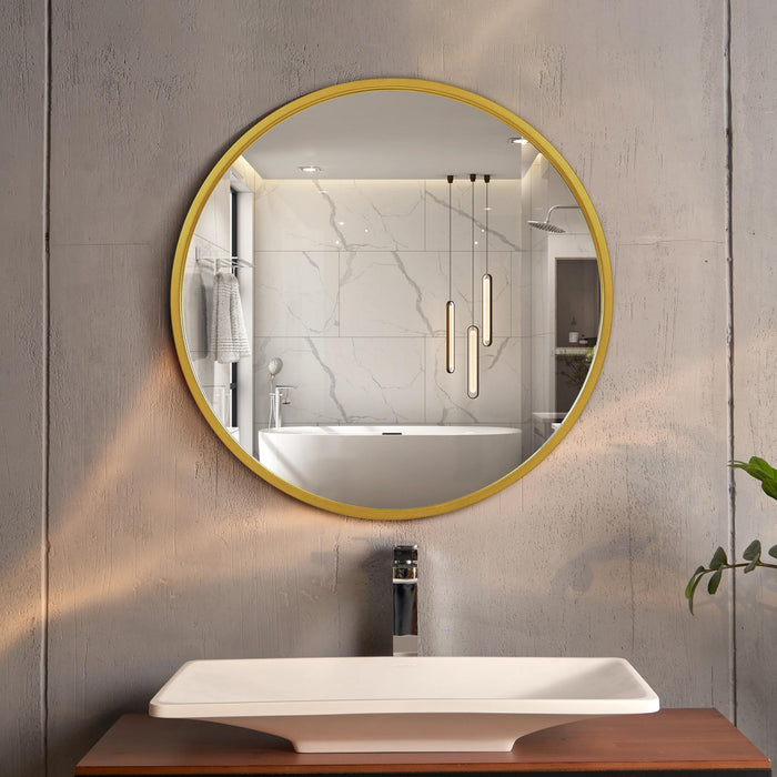 Arcus 36\" X 36\" Hand Crafted Round Mirror - Gold