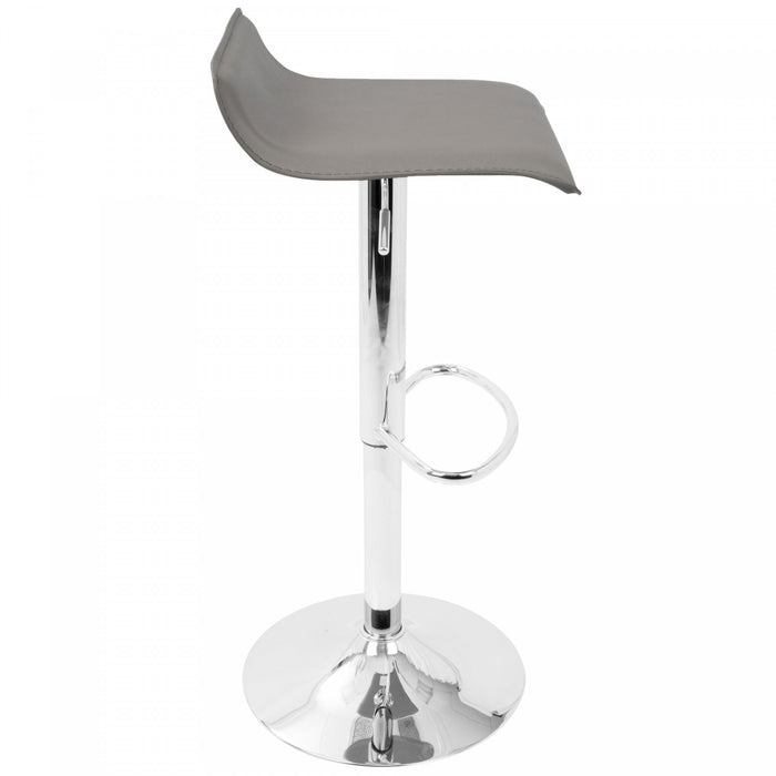 LumiSource Ale Grey Fabric Contemporary Adjustable Height Barstool with Swivel - Set of 2
