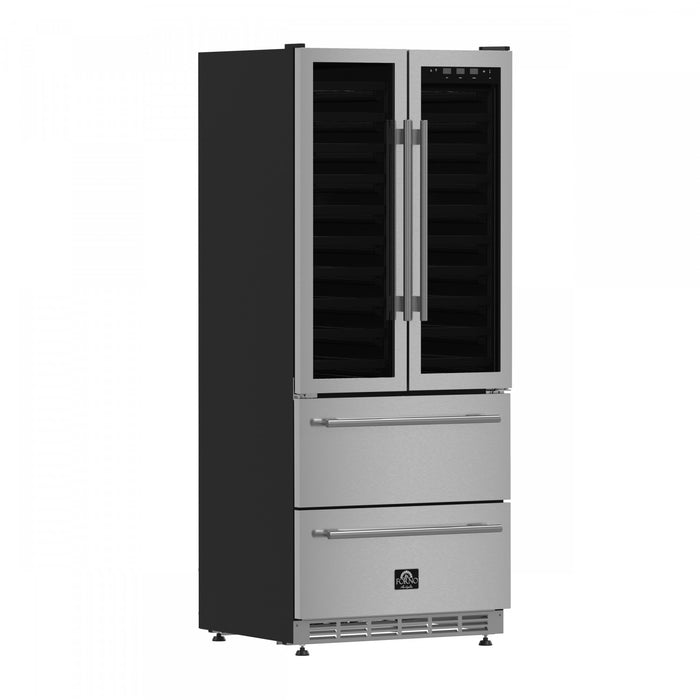Forno Campania 32\" Wine Cooler, Stainless Steel, Dual Wine Zones,17.7 cu.ft - FWCDR6635-32S