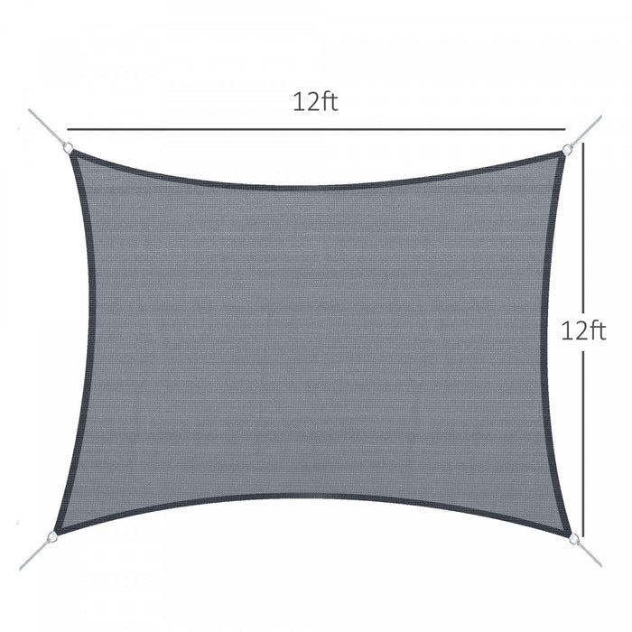 Outsunny Square 12’ Canopy Sun Sail Shade Garden Cover Uv Protector Outdoor Patio Lawn Shelter With Carrying Bag Grey