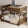 Liam Solid Wood Full XL Over Queen Bunk Bed with Storage & USB Ports, Brown | Lit superpose Liam en bois massif Full XL sur Queen avec rangement et ports USB, brun