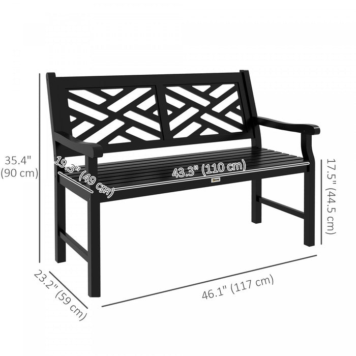 Outsunny Wooden Garden Bench W/ Slatted Seat & Back, Black