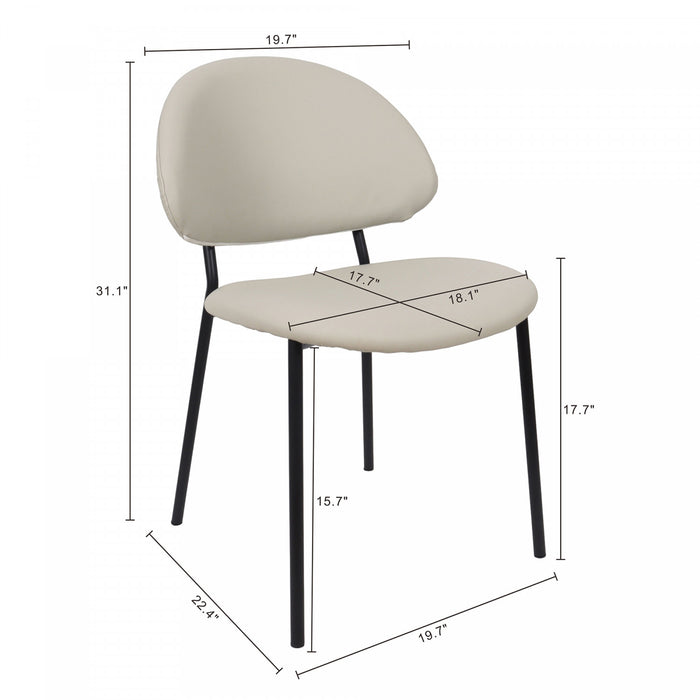 Haven Contemporary Modern Vegan Leather Metal Side Chair in Stone Gray - Set of 4