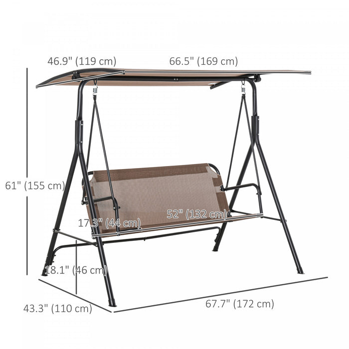 Outsunny 2-person Patio Swing Chair With Adjustable Canopy For Porch Garden