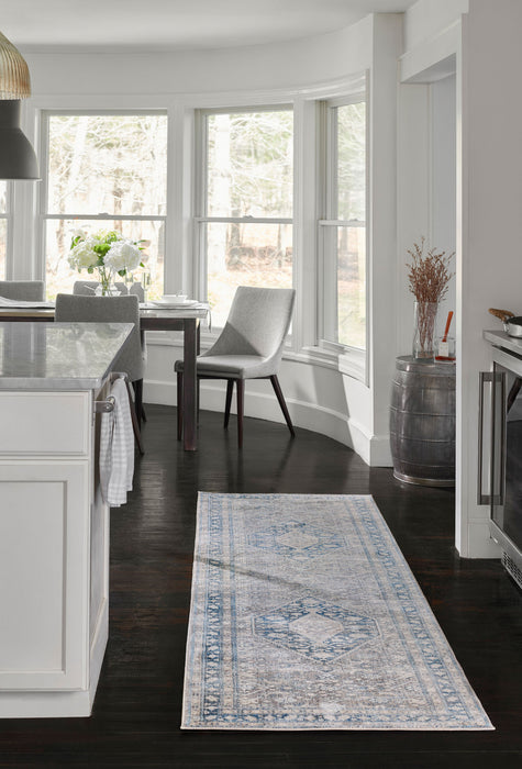 Lucia Traditional 2'6\" x 8'0\" Runner Rug in Blue Indoor Area Rug