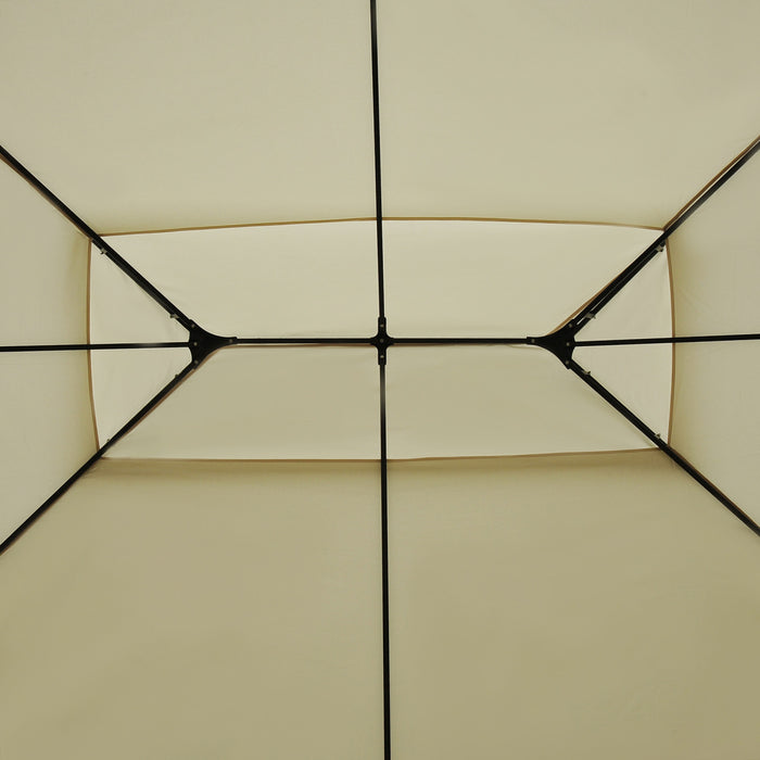 Outsunny 13'l X 10'w X 8.7'h Patio Gazebo Outdoor 2-tiers Garden Canopy Yard Sunshade Shelter With Curtains Cream White