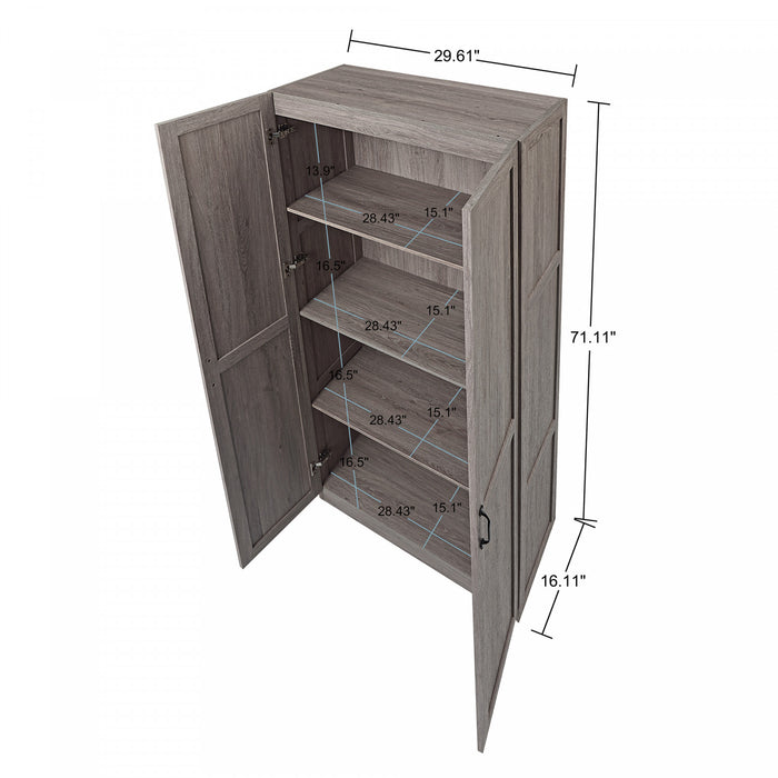 Hopkins Modern 30\" Storage Cabinet in Gray (4-Shelf) - Set of 2 Armoire