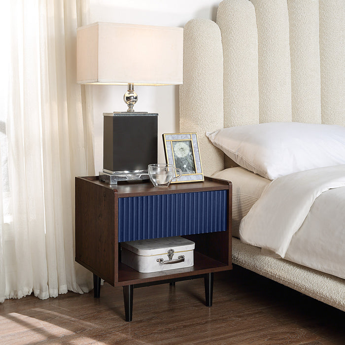 Duane Mid-Century Modern 2-Piece Coffee Table & End Table Set in Navy Blue