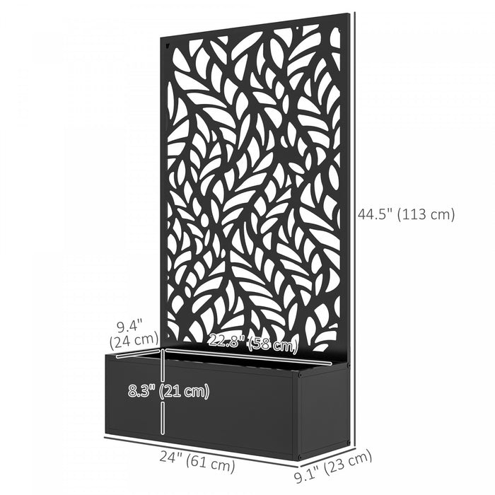 Outsunny Outdoor Privacy Screen With Planter Box, Metal Privacy Panel And Raised Graden Bed, Wall-mounted Or Freestanding, For Garden, Patio, Pool, Hot Tub