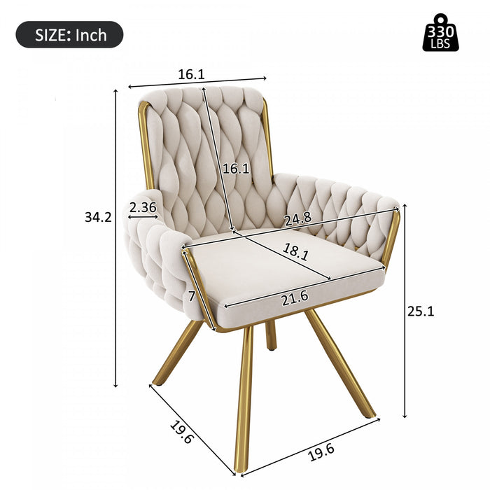 Timothy Velvet Swivel Dining Chairs with Tufted Upholstered and Metal Legs Set of 6, Glod