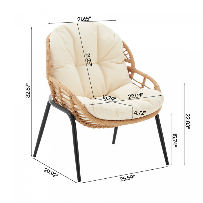 Pine Modern 4-Piece Conversation Set in Cream Patio Seating Package