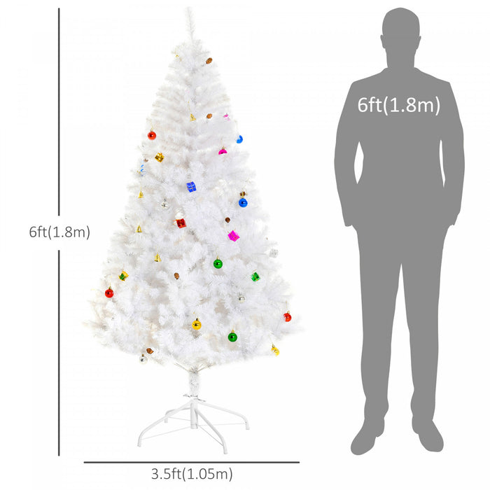 Homcom 6ft Artificial Christmas Tree With Ornament And 930 Branch Tips