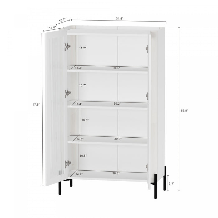 Abbey Modern 32\" Tempered Glass Bookcase Cabinet in White (4-Shelf)