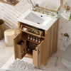 Nolan 24 Inch Modern Wood Bathroom Vanity with Ceramic Sink & Storage, Brown | Meuble de salle de bain en bois moderne Nolan 24 pouces avec lavabo ceramique et rangement, brun