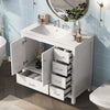 Derek 36 Inch Modern Bathroom Vanity with Ceramic Sink & Multi Storage, White | Meuble de salle de bain moderne Derek 36 pouces avec lavabo ceramique et rangement multiple, blanc