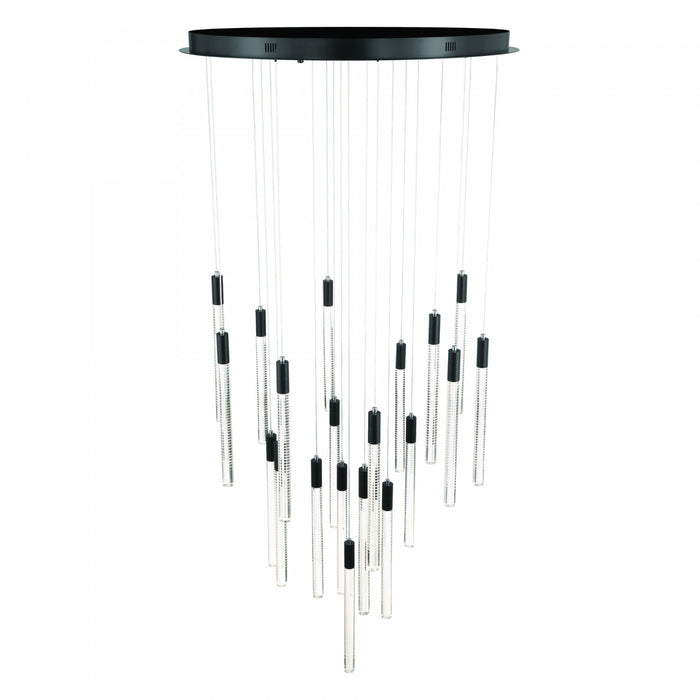 Celine 20 Light Integrated Led Chandelier, Brass With Laser Lined Glass Rods