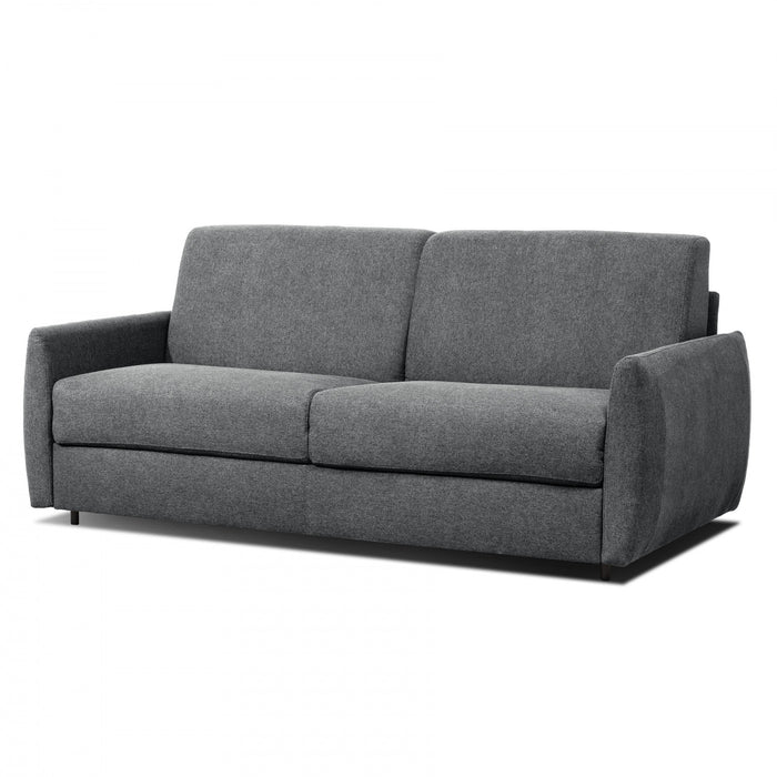 Enzo 73 in. Fabric Italian Sofa Bed with Memory Foam Mattress and Rounded Arms - Dark Grey