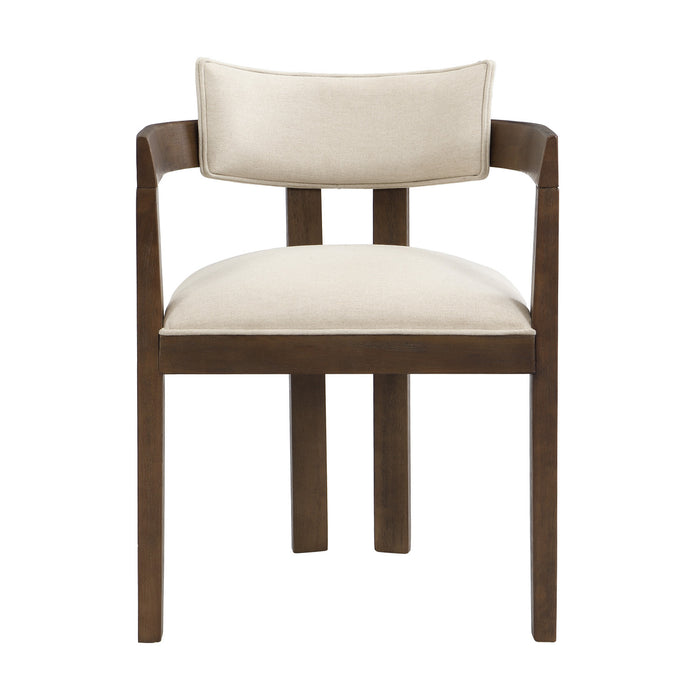 Evelyn Rubberwood Dining Chair with Armrests and Upholstery Seating Set of 2,Walnut