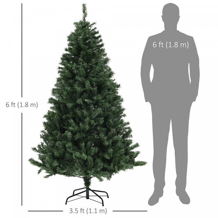 Homcom 6ft Artificial Christmas Tree With Auto Open, Steel Base, Green