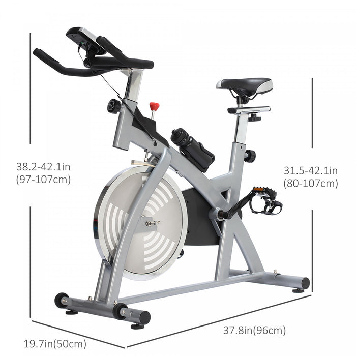 Soozier Upright Exercise Bike, Home Gym Cycling Fitness Machine, Equipment With Adjustable Resistance, Lcd Monitor, Bottle Holder, Sliver