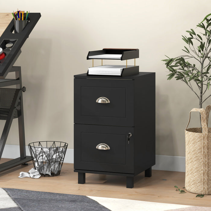 HOMCOM Lockable 2 Drawer File Cabinet with Hanging Bars for A4 and Letter