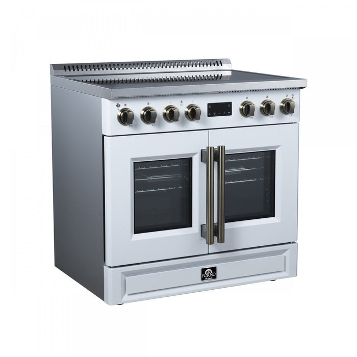 Forno Torino French Door 36 Inch White Induction Range, 5.36 cu.ft. - FFSIN0950-36WHT Electric Range