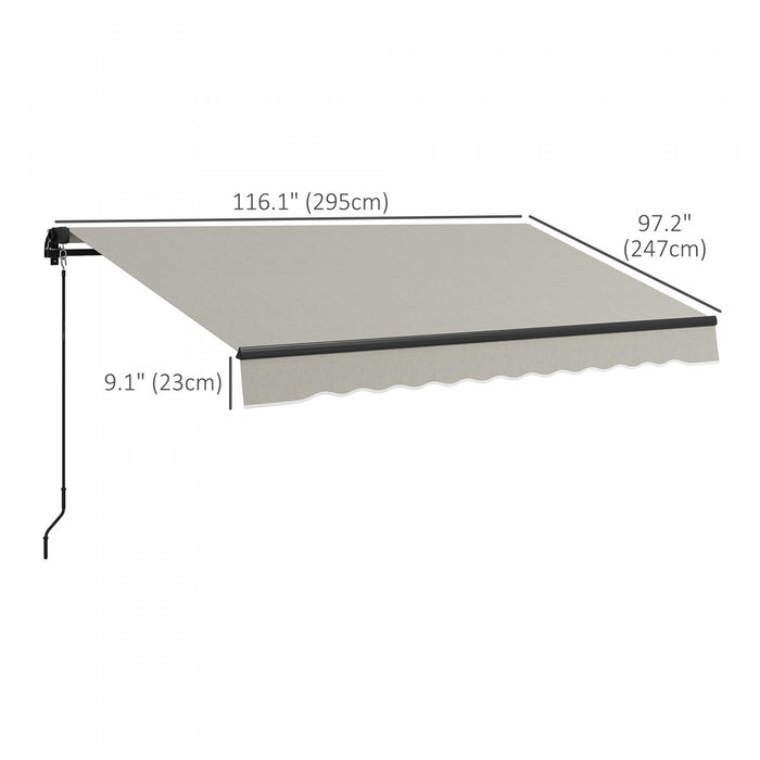 Outsunny 10' X 8' Patio Retractable Awning Sunshade Shelter, Light Grey