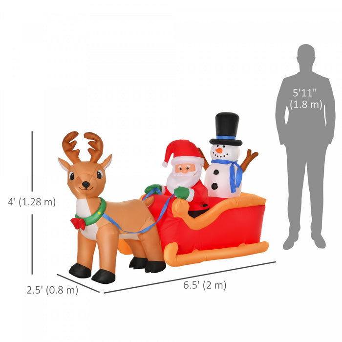 HOMCOM 6.5 ft Xmas Blow up Christmas Decorations with Built-in LED Lights