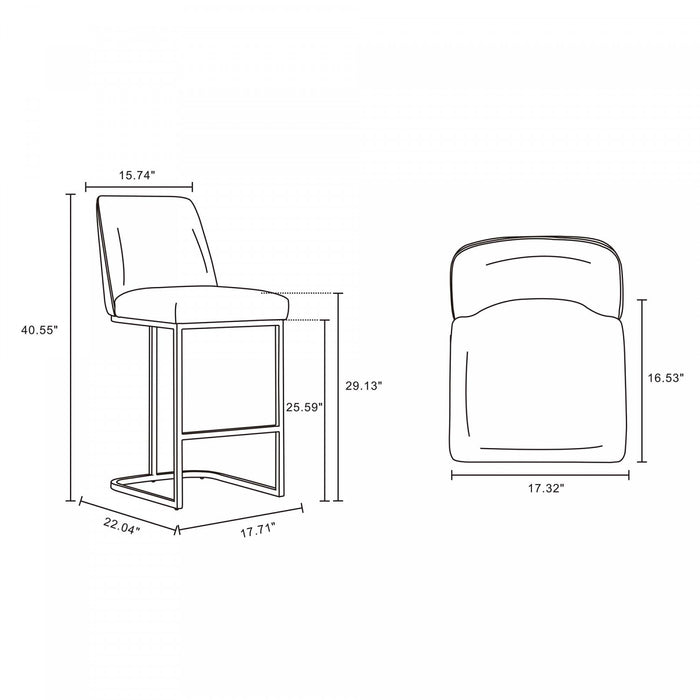 Serena Modern Metal Upholstered Barstool in Taupe - Set of 3 Bar Stool