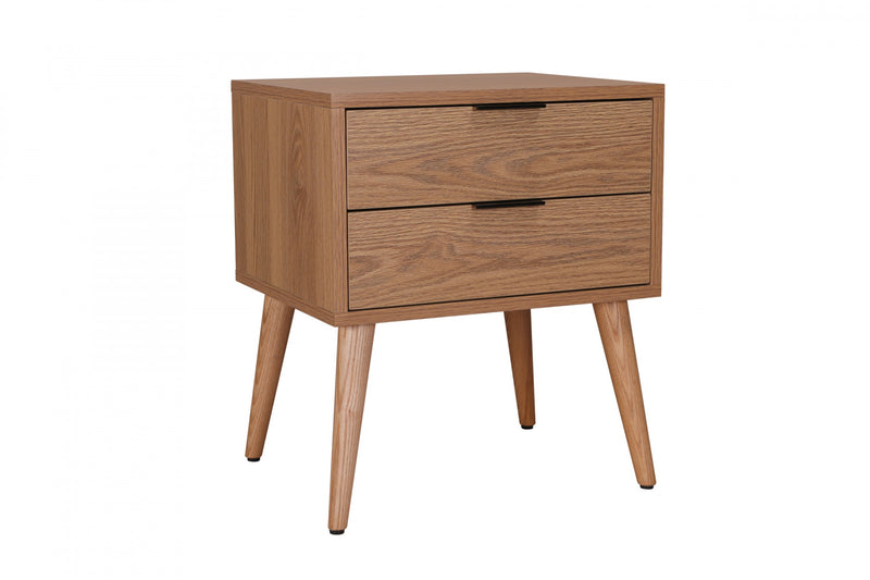 Flashby Nightstand With 2 Drawers, Faux Natural Wood