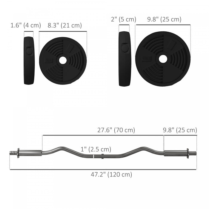 Soozier Adjustable Barbell Weight Set with Curl Bar for Home Gym, 50LBS