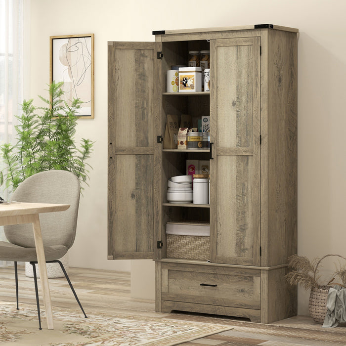 HOMCOM 69\" Tall Kitchen Storage Cabinet with Adjustable Shelves, Grey