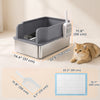 PawHut 22.8"x14.6"x11.8" Stainless Steel Sifting Litter Box, Sifting Stainless Steel Litter Box for Pine Pellets, High Sided, Anti-Leakage, Less Tracking, Includes Scoop & 10 Pads