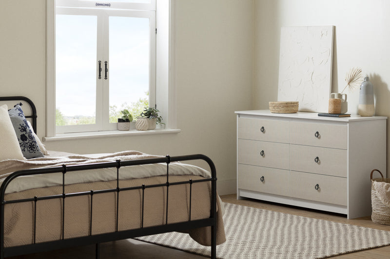Plenny 6-Drawer Dresser - White Beige