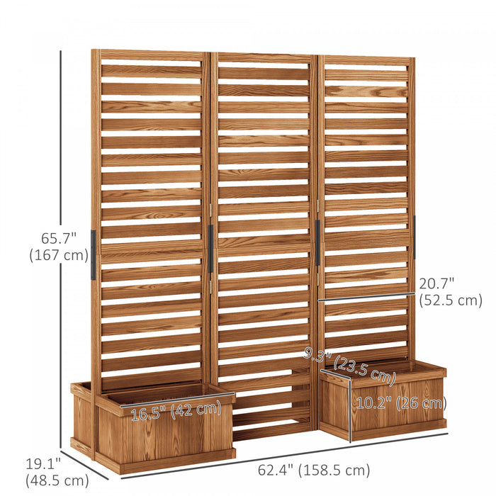 Outsunny Outdoor Privacy Screen With 4 Raised Beds And Drainage Holes