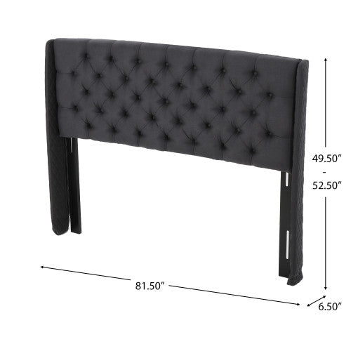 Hansen Upholstered Wingback Headboard With Button Tufting,king Size,black