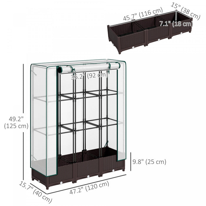 Outsunny Plastic Raised Bed With Trellis And Pe Cover, 47 X 16 X 50 In