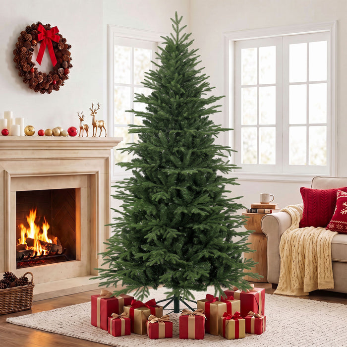 HOMCOM 7ft Artificial Christmas Tree with Foldable Metal Base, Green