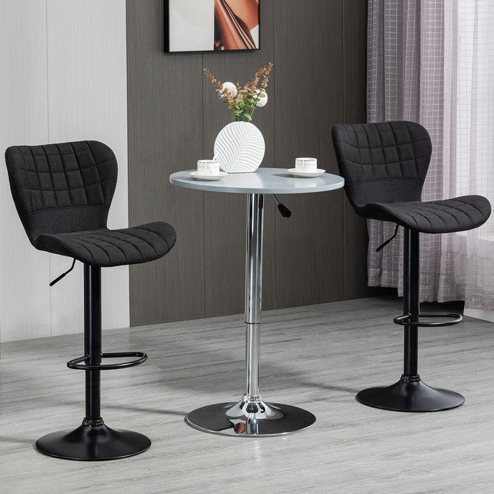HOMCOM Bar Stools Set of 2 Adjustable Height Swivel Bar Chairs with Back