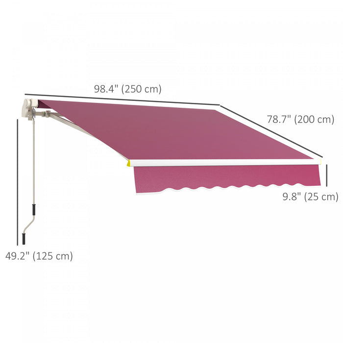 Outsunny 8' X 6.5' Retractable Awning With Led Lights, Uv40+, Wine Red