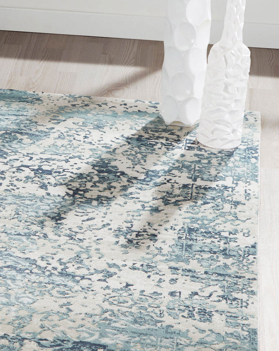 Delphine Traditional 7'9\" x 9'10\" Area Rug in Blue Indoor Area Rug