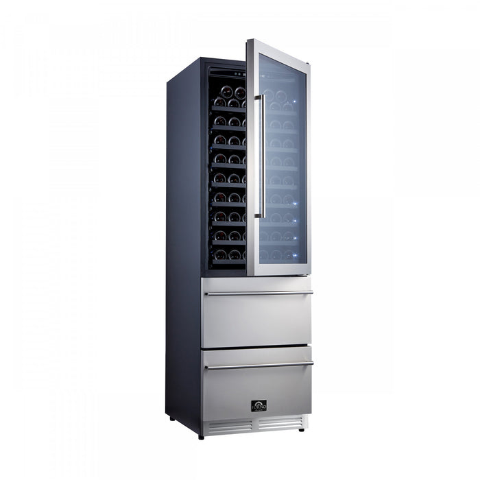 Forno Azienda 24\" Dual Zone Wine Cooler, 15.8 Cu.Ft, 108 Bottles & 100 Cans, Stainless Steel - FWCDR6628-24S Refrigerator