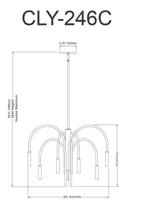 Dainolite Callway 6 Light Chandelier Matte Black Lamp