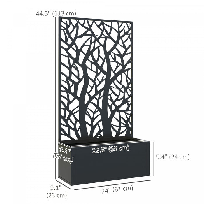 Outsunny Raised Garden Bed with Privacy Panel, Metal Planter Box