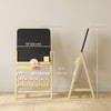 Qaba Art Easel for Kids, Wooden Standing Kids Easel with Double-Sided Chalkboard, Clock, Abacus, Blackboard Eraser for Painting, Early Learning, for Ages 2+, Natural Wood