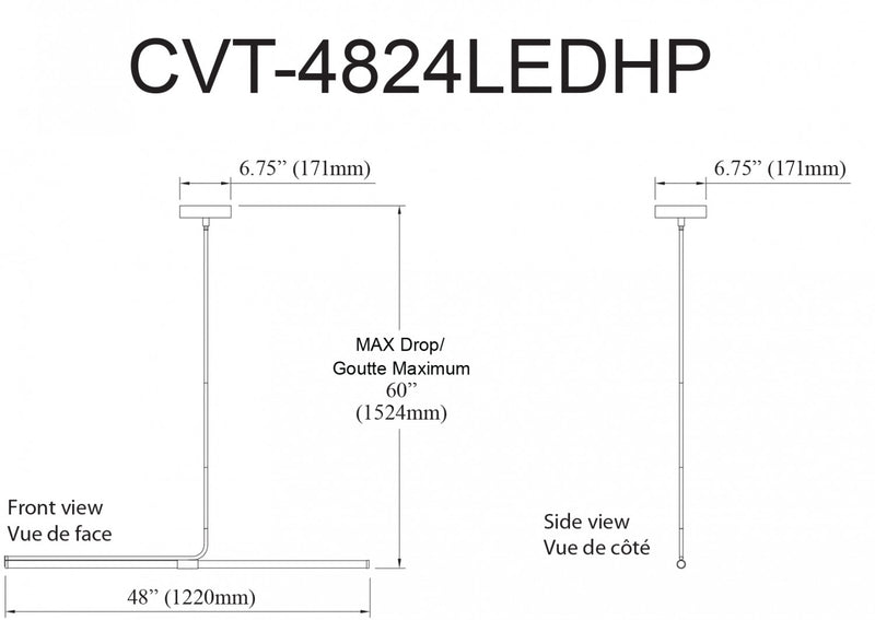 Dainolite Corvette Horizontal Pendant 24w Aged Brass Finish White Acrylic Diffuser Lamp