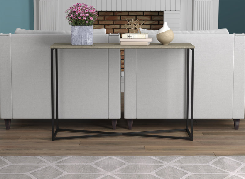 44” Console Table - Dark Taupe With Black Metal Base